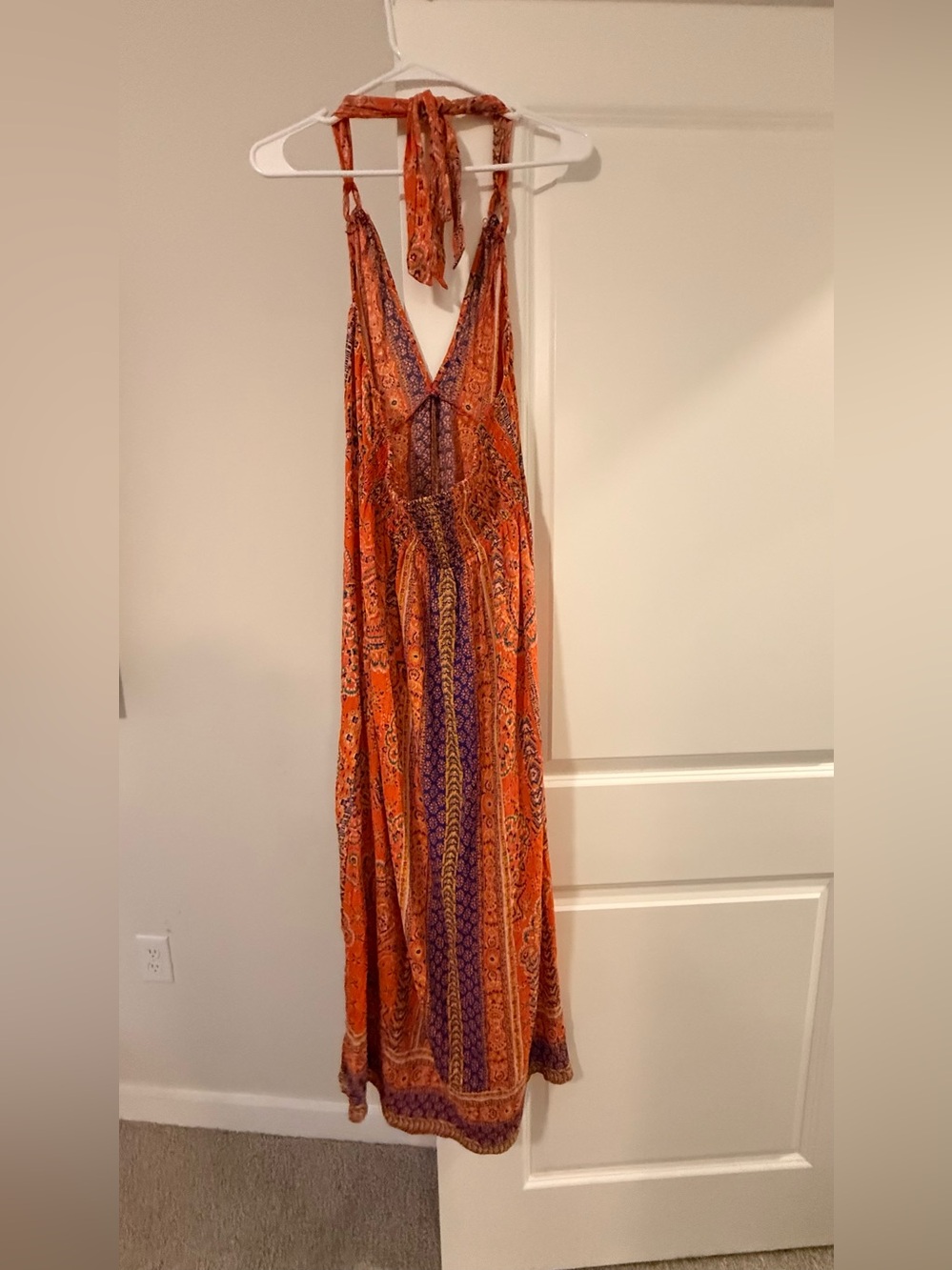 Angie Orange & Purple Halter V-Neck Maxi Dress - Picture 6 of 6